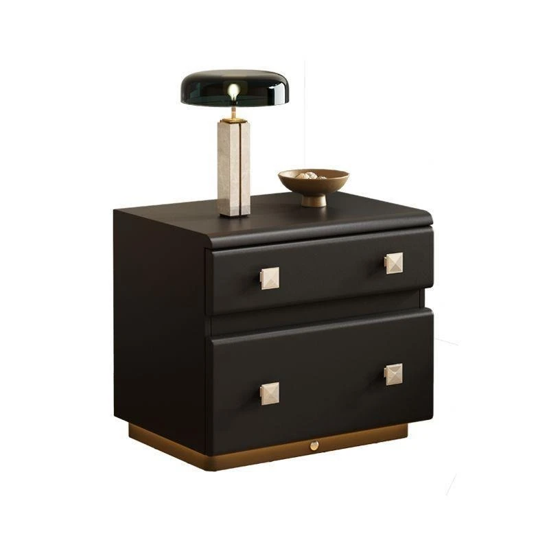 New solid wood bedside table, premium modern black light luxury bedside table, household cream bedroom storage, simple bedside