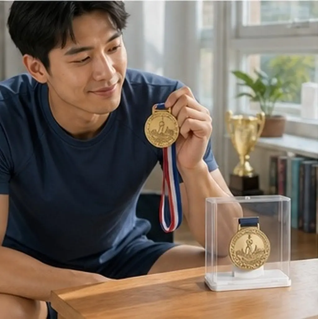 Sports Medal Display Case Organizer Cover Medal Storage Holder Marathon Trophy Shadow Box for School Awards Award Display Boxes