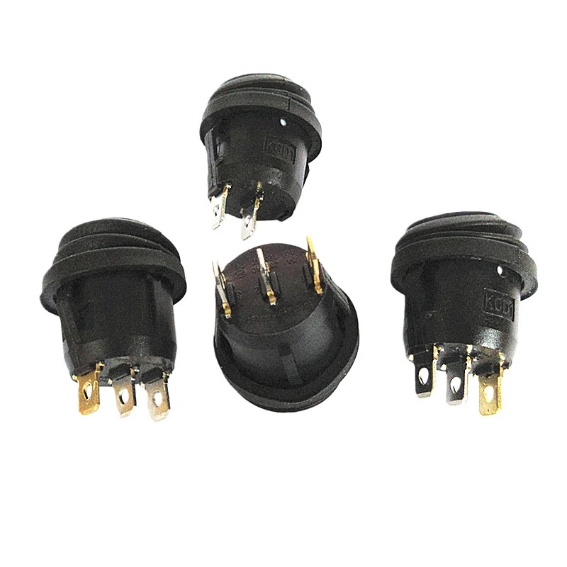 Waterproof boat-type round switch, three-pin two-position KCD1, outer diameter 23MM, hole diameter 20mm, with light, 6A 250V