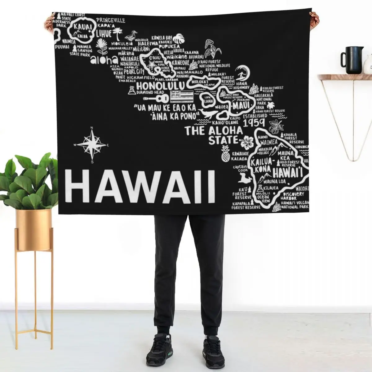 Hawaii Map Throw Blanket Cute Beautifuls For Baby Nap for winter Soft Blankets