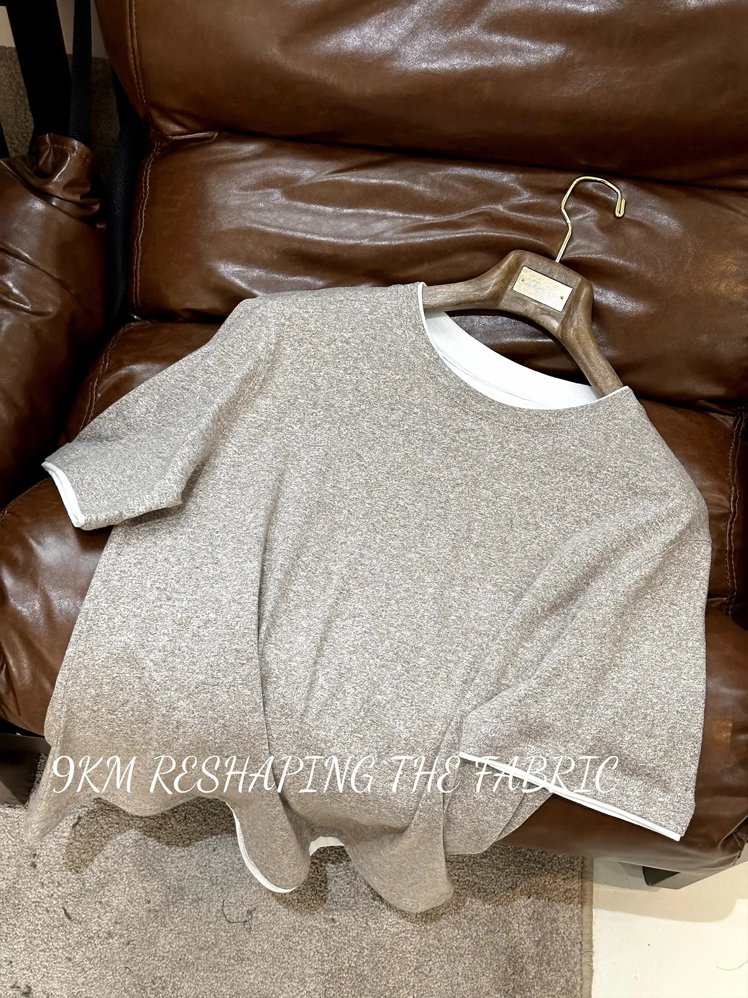 BC linen cotton blended T-shirt fake two pieces simple round neck short sleeve skin-friendly and breathable