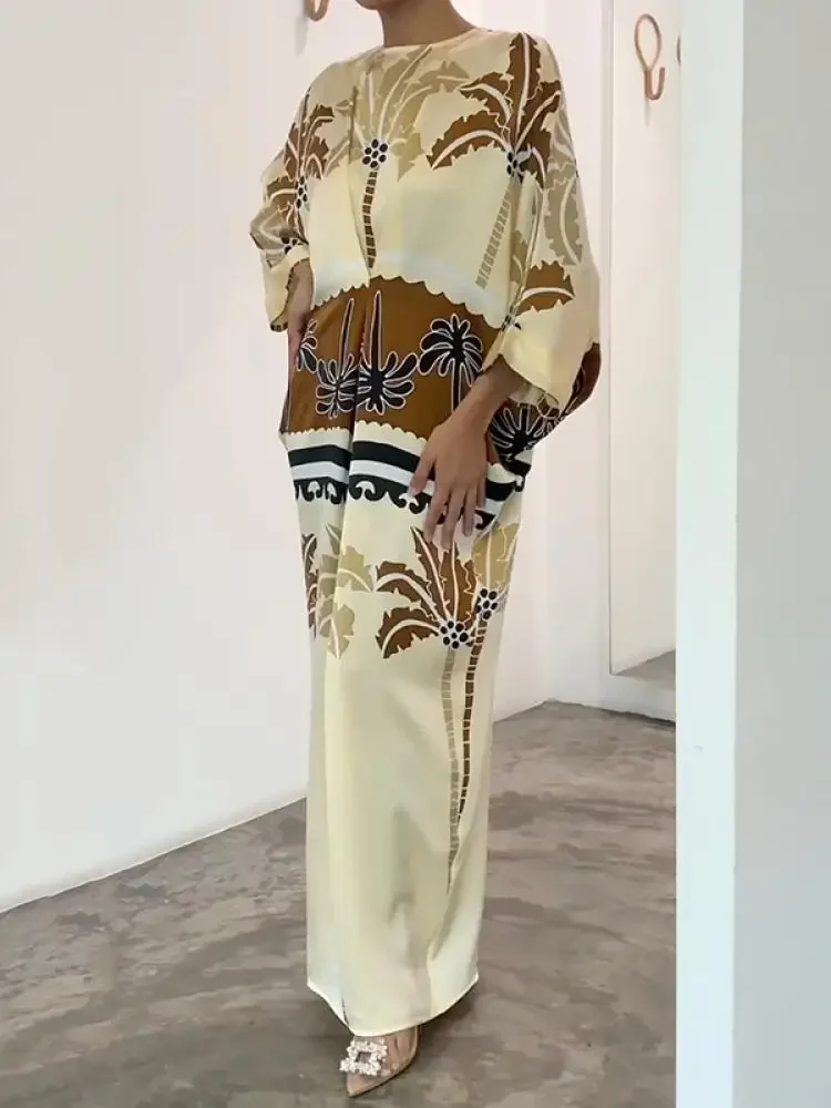 Modigirl 2024 New Female Elegant Printed Wrap Dress fit Afican Woman Long Sleeve H-line Loose Floor Length Dress Party Dresses