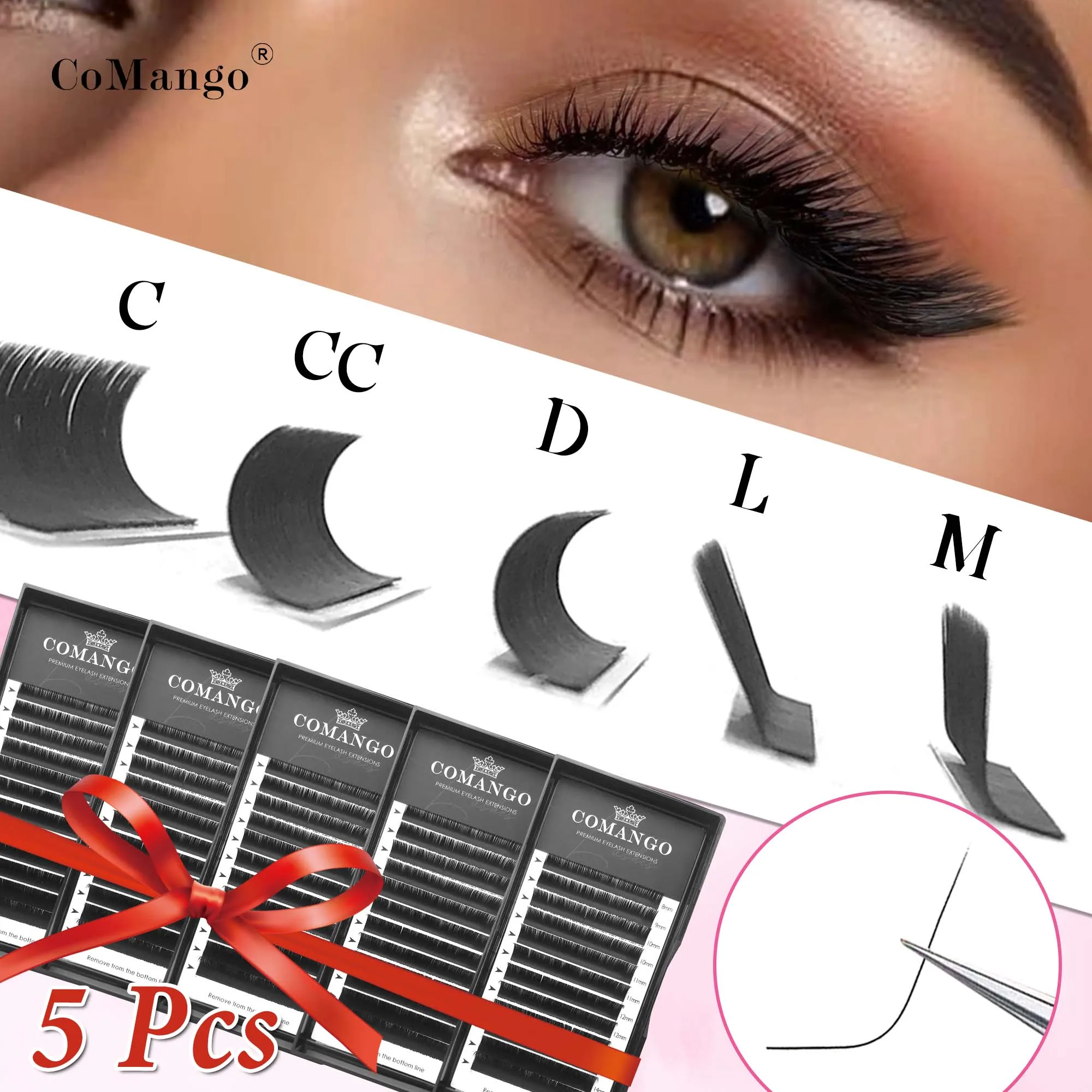 

CoMango Высококачественные 5 шт. матовые черные классические индивидуальные ресницы для наращивания mix8-15 объемные ресницы премиум-класса макияж ресниц