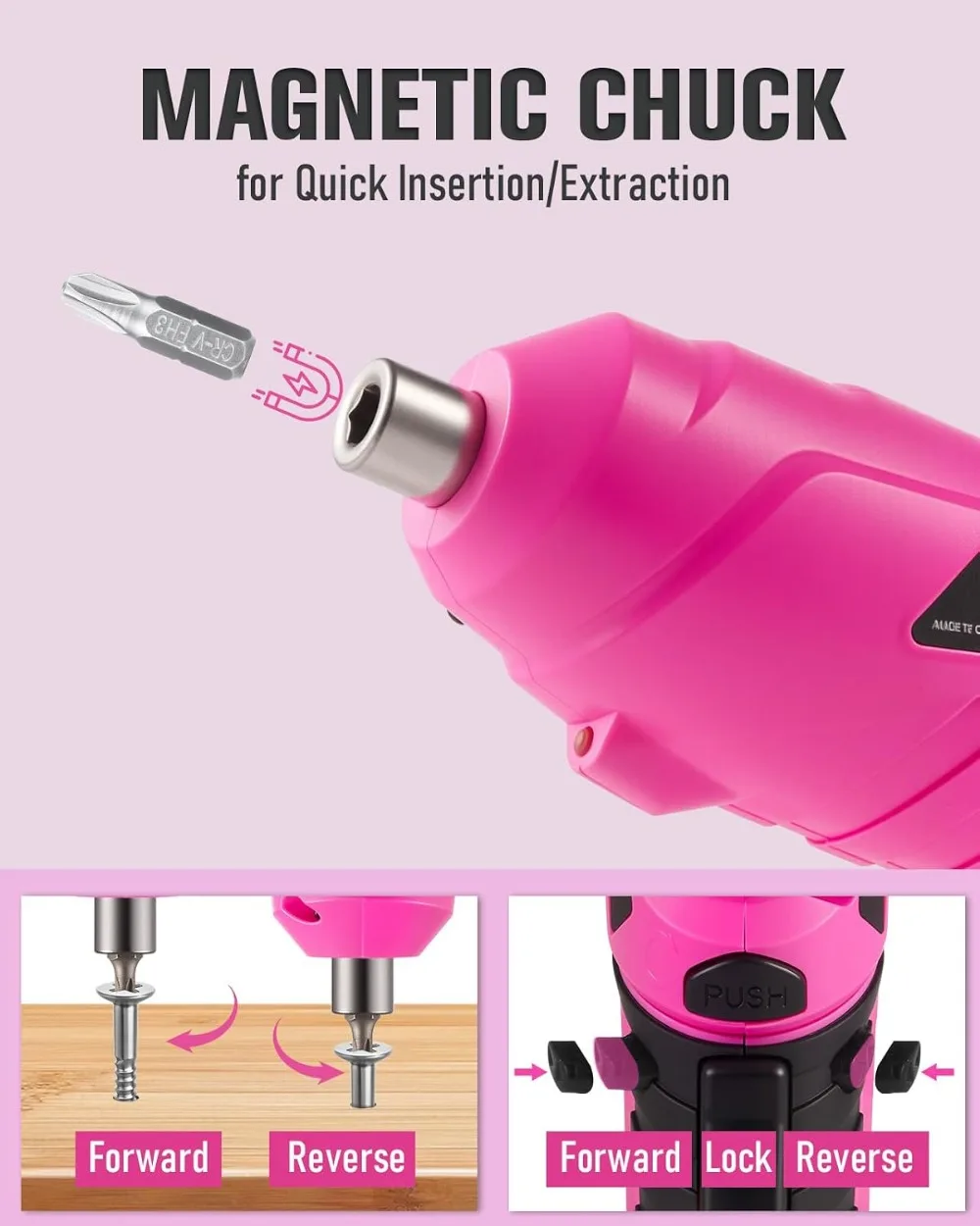 3.7V Cordless Electric Screwdriver Set, Rechargeable Mini Drill with 25 Bits, 3Nm Torque, 2-Position Handle, Flexible Shaft, LED Light for Home DIY