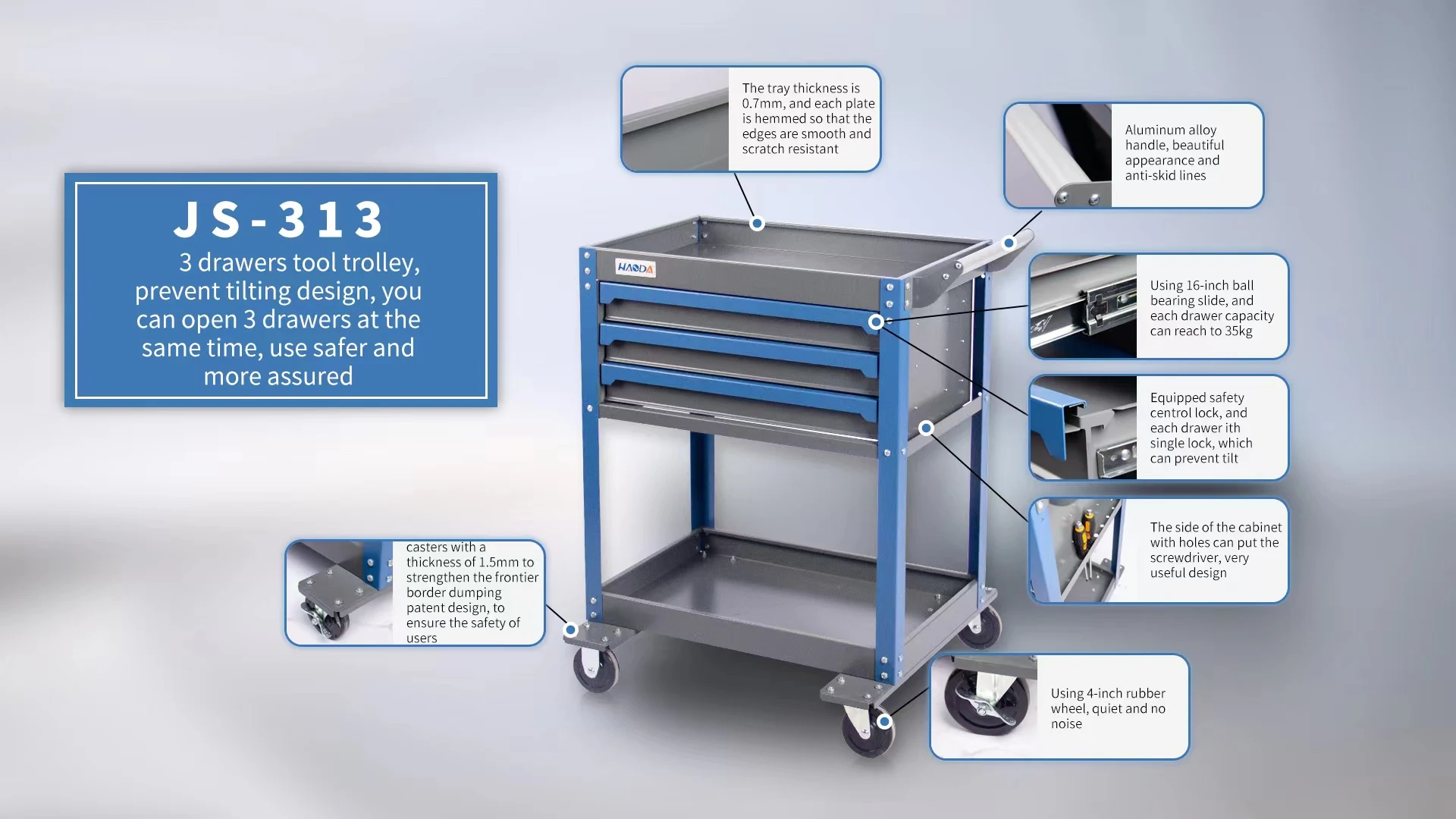Professional Heavy Duty Tool Trolley Roller Tool Cabinet Storage Tool Chest For Garage Auto Repair