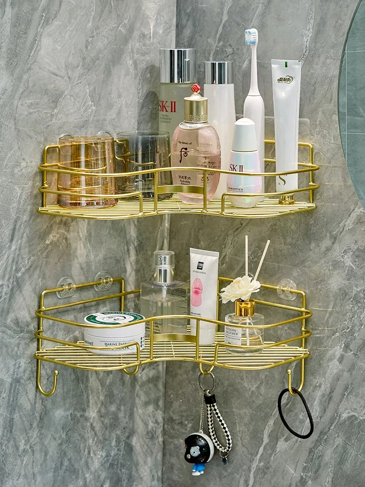 

Golden bathroom storage rack bathroom triangle storage rack corner wall mounted shampoo and shower gel storage rack wall shelf