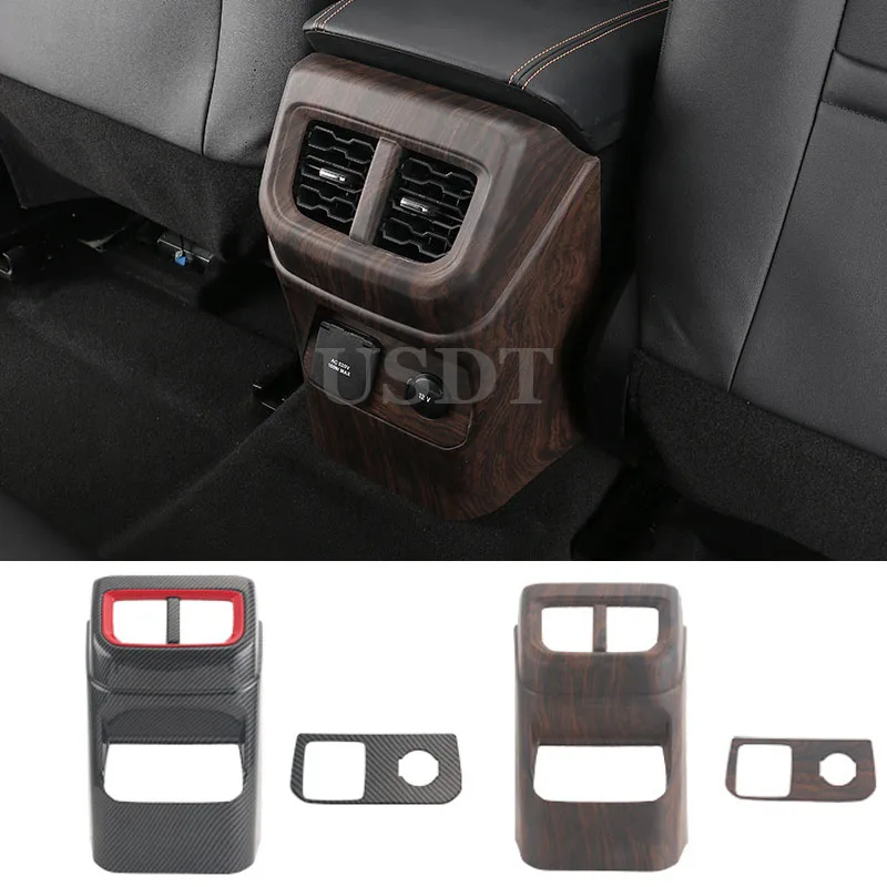 

Fit for Ford Ranger T9 2023 2024 Wood Grain Interior Protection Car Rear Air Outlet Vent Protective Cover Frame Trim