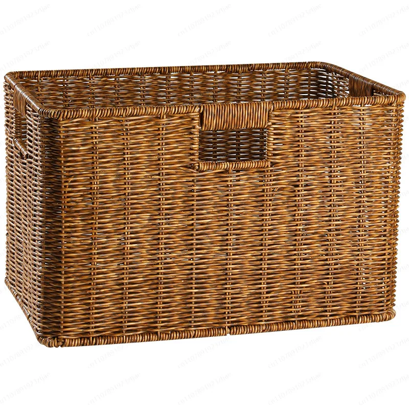 Woven Storage Basket for Home – Rattan-Like Organizer Bin for Cabinet, Coffee Table, Clothes & Snacks, European Style