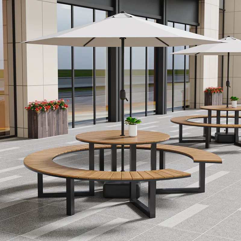Outdoor table and chair combination Open-air courtyard Round leisure seat Terrace Sunscreen and waterproof homestay