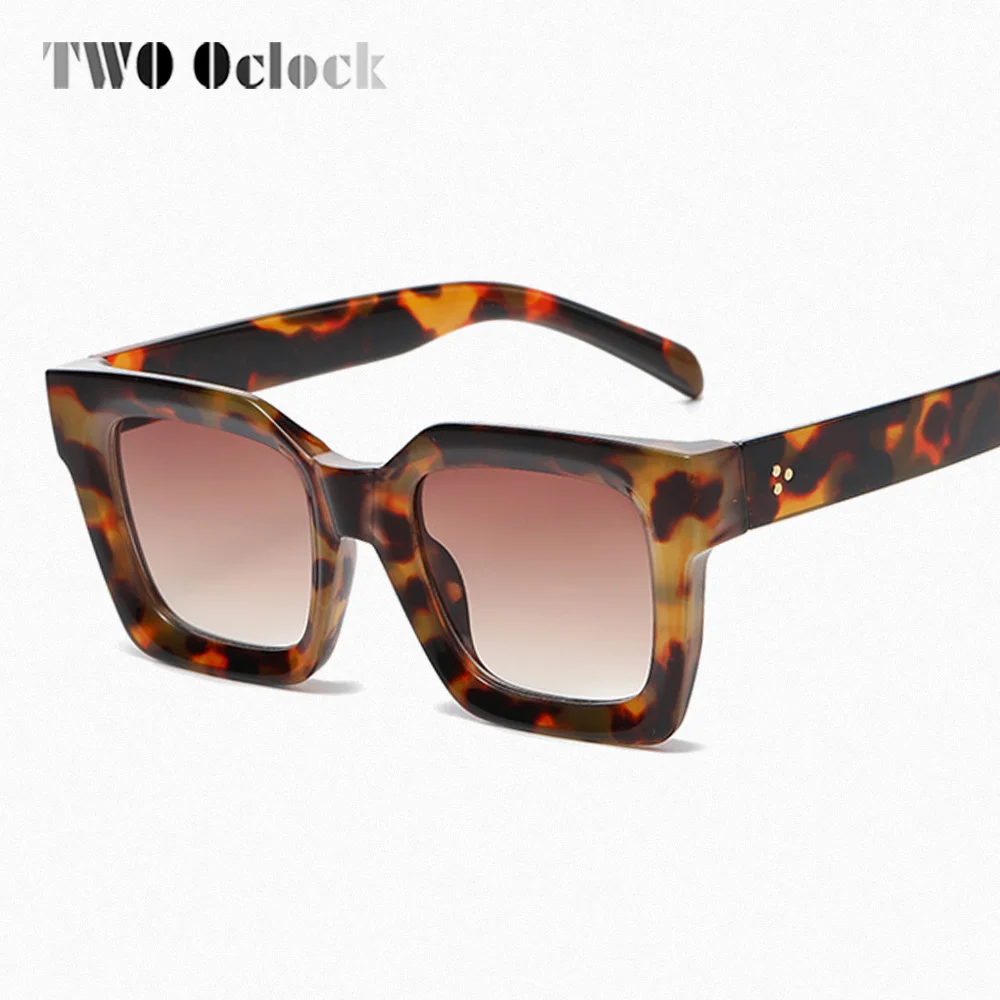 2023 Square Sunglass Women Big Frame femminile Retro Vintage Gradient Mirror protezione UV occhiali da sole Ladies Shades Brown Leopard