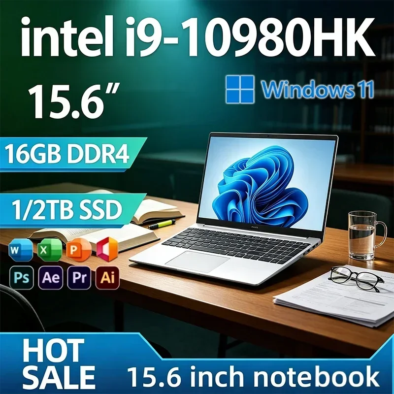 15.6inch Gaming Laptop Intel Core i9-10980HK 16GB RAM 1TB SSD Win11 Pro Portable Notebook Computer for Gaming Business