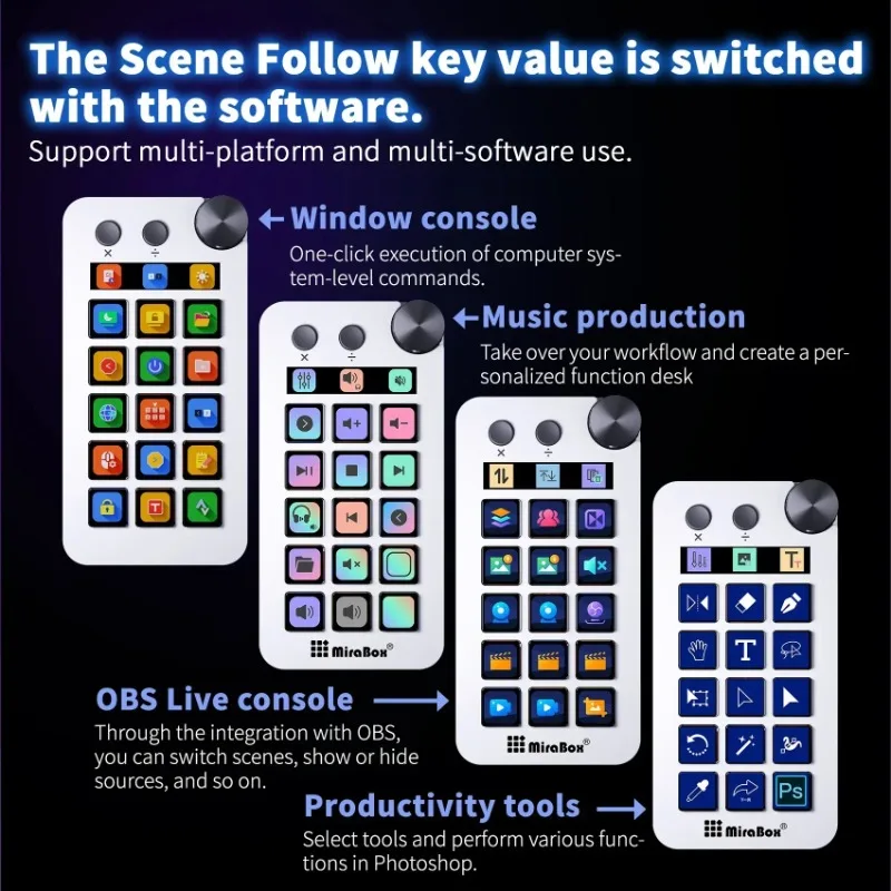 

Mirabox N1 Stream Deck with Screen Live Content LCD Button 15-Key Visual Macro Keyboard Creation Controller Customized Keyboard