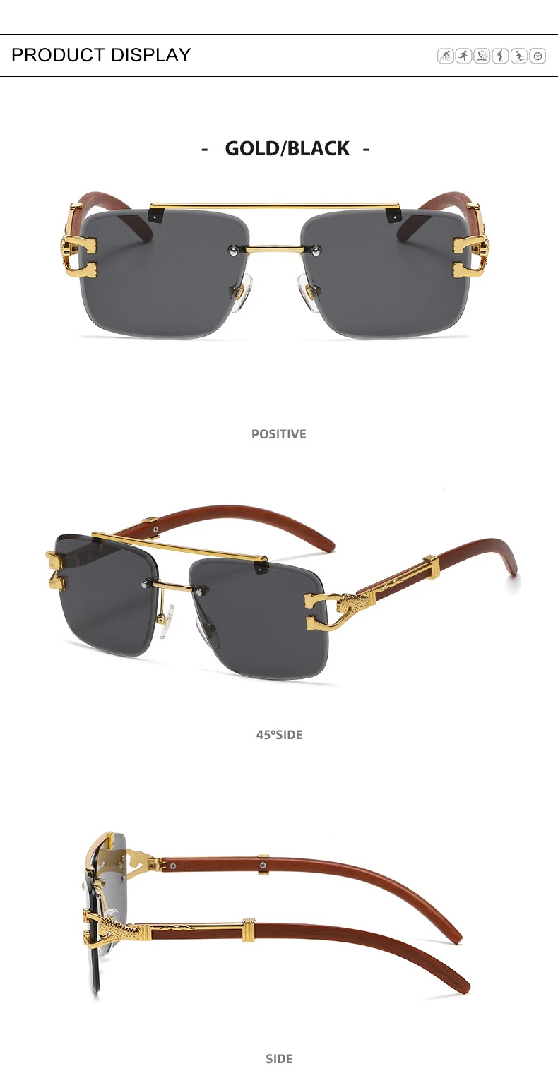 CATERSIDE Retro Quadratische Sonnenbrille Männer Frauen 2024 Luxus Marke Designer Golden Lion Dekoration Sonnenbrille Männer Reisen Brillen – Detail 5