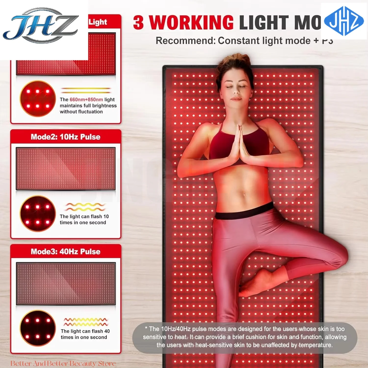 CHKJ Red Light Therapy Devices 850nm Near Infrared Mat 1280pcs LED Large Pads for Whole Full Body Mat Blanket Home Pad for Pain