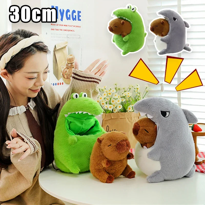 30cm Playful Capybara Crocodile Plush Pillow Ultra-Soft Stuffed Animal Toy Ideal Gift for Kids' Room Decor Cuddling