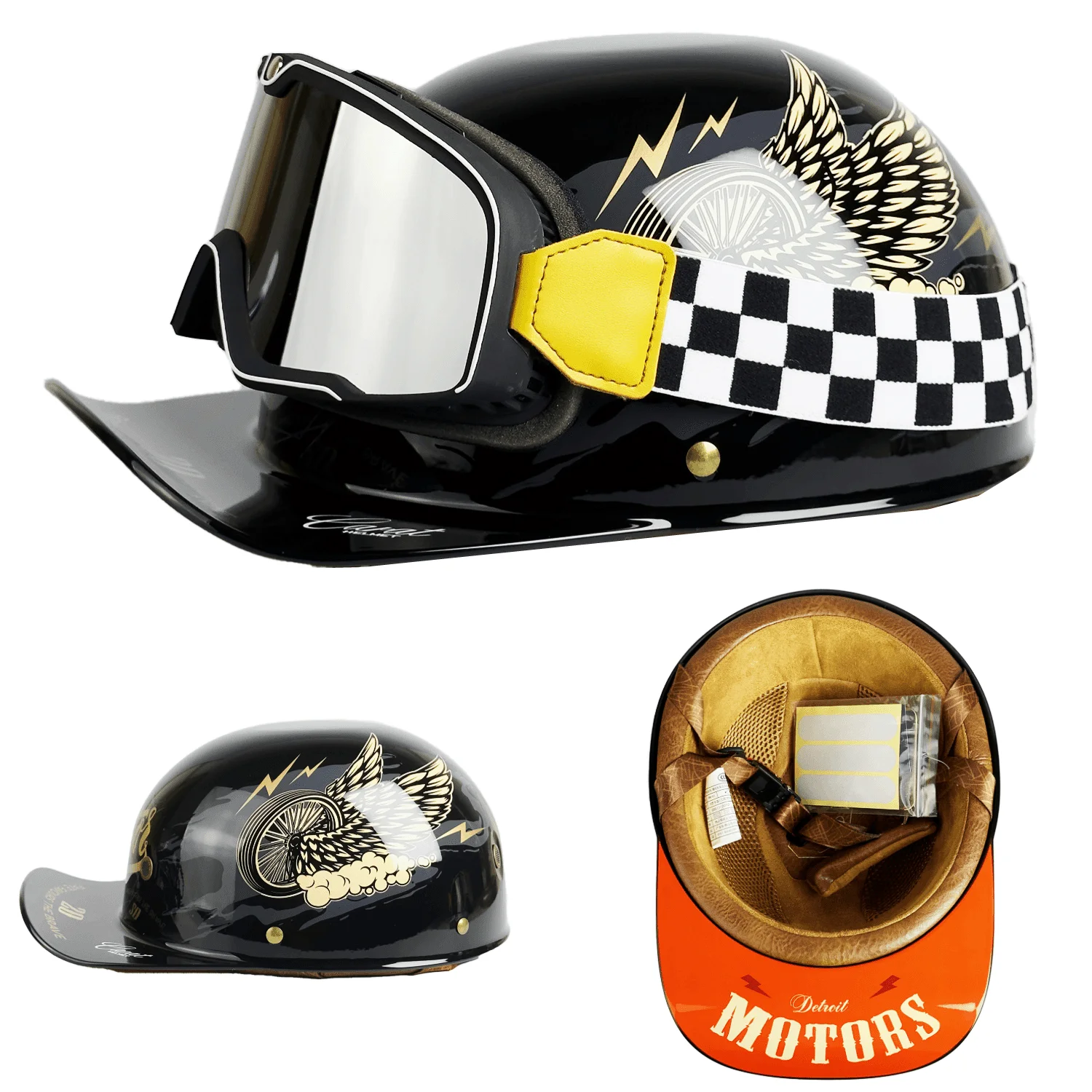 Retro Motorcycle Helmet for Men and Women, Scooter Baseball Cap, Vintage, Open Face, Half Hat, Chopper, Electric Motorcycles