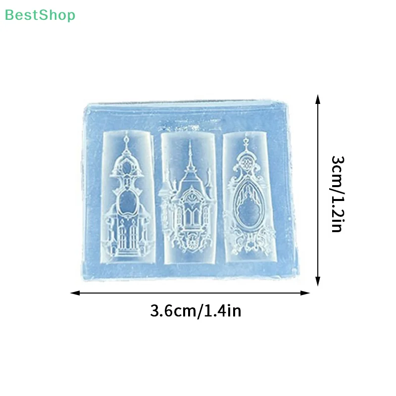 ♥Relief European Style Castle Church 3D Silicone Nail Art Mold DIY Nail Art Decor Transparent Manicure Templates