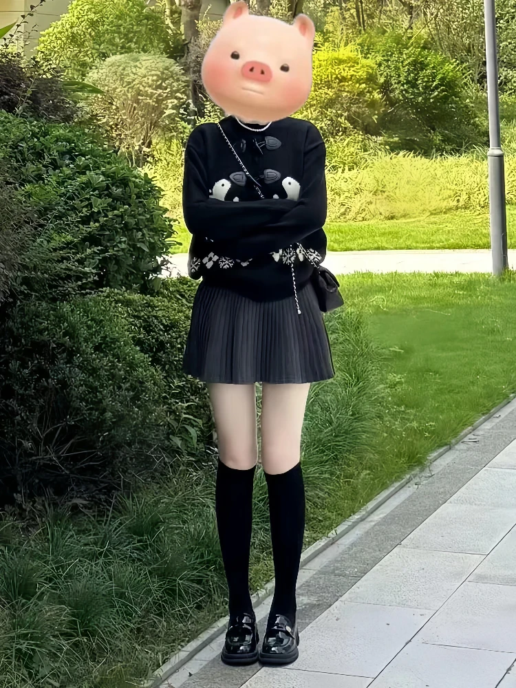 

Зимний шикарный свитер и юбка, комплект Salt System Hong Kong Sle, винтажный комплект из двух предметов Ele Sister orm, полиэфирное волокно