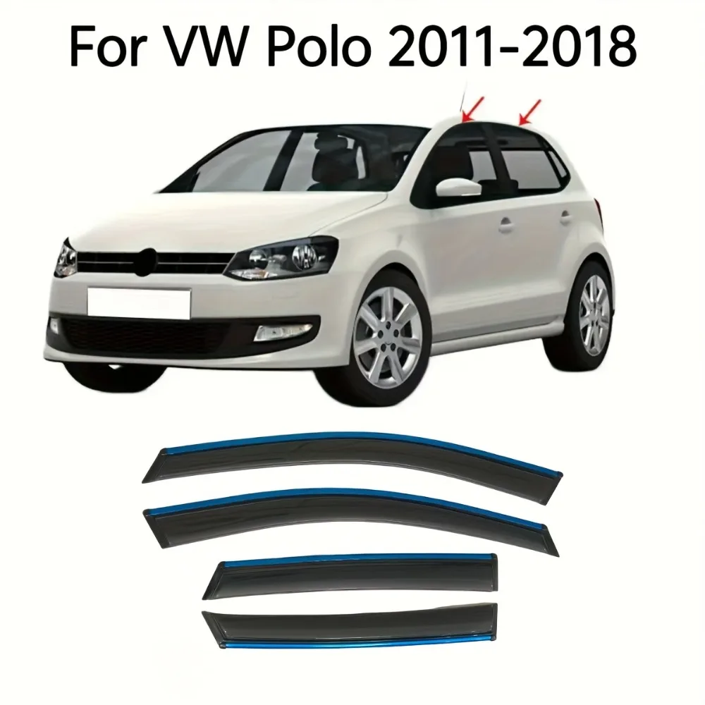 for VW Polo 2011-2018 Car Accessories Window Visors, Rain Sun Guard, Vent Wind Deflector, Weathershield Moulding Trim