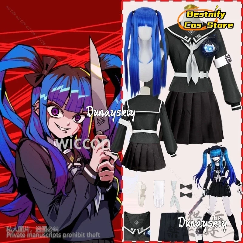 

CosplayAnime Game The Hundred Cosplay Amemiya Darumi Costume JK School Uniform Sailor Dress Horror Jirai Kei Girls Wigs Customiz