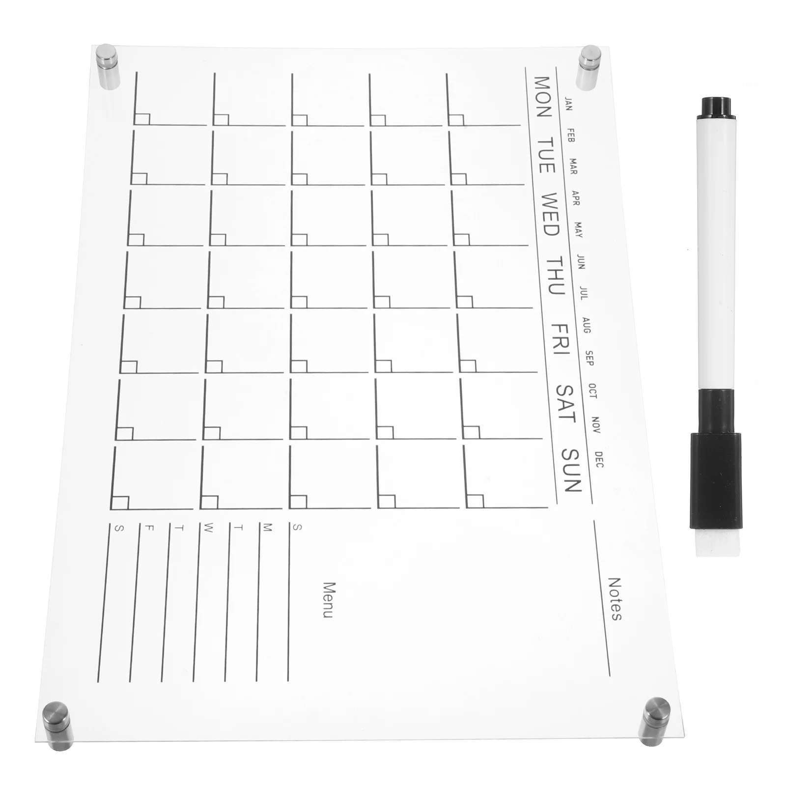 

1Set Transparent Acrylic Wall Calendar for Hanging Weekly Schedule Dry Erase Board Practical Decorative Memo Board