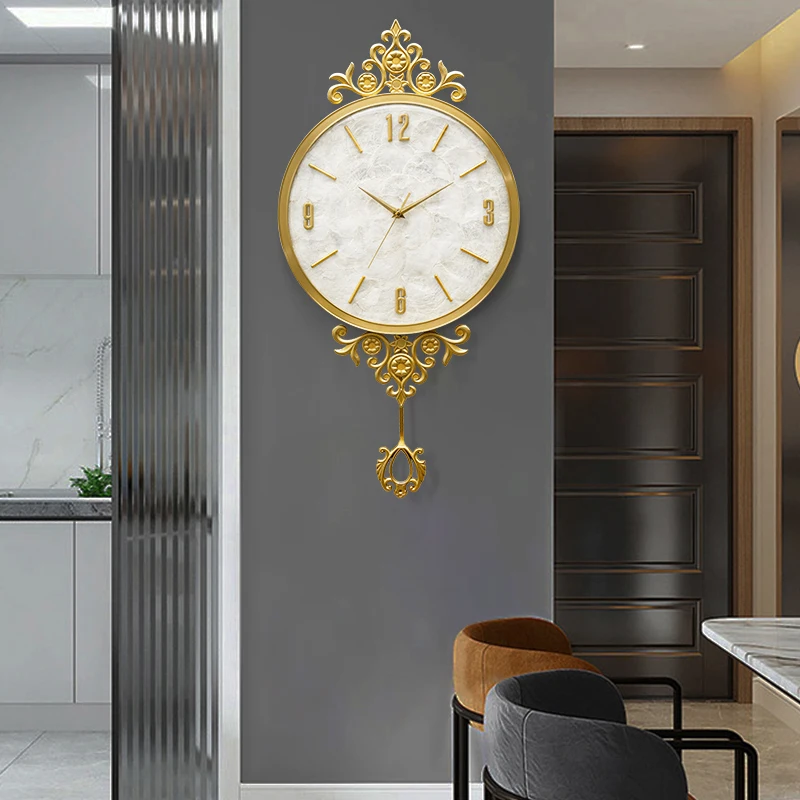 Large Luxury Wall Clock Living Room Pendulum Retro Kitchen Alarm Clocks Bedrooms Mechanical Wanduhr Chinese Decoration ZLXP