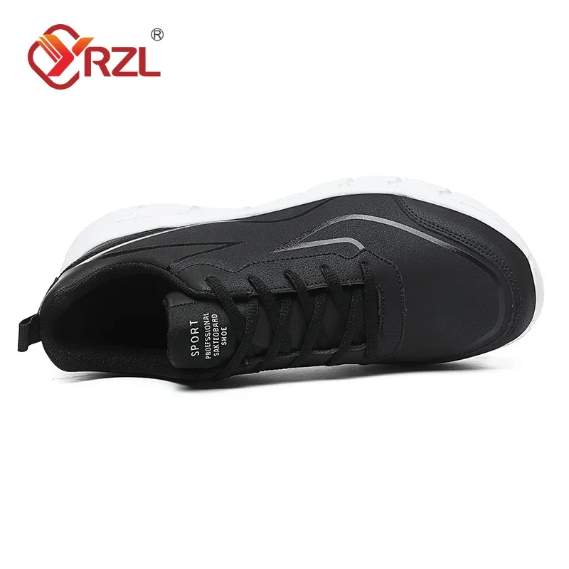 YRZL, zapatillas para correr negras, zapatillas deportivas impermeables de cuero, zapatillas deportivas resistentes al desgaste para hombres, zapatos deportivos para caminar, zapatos cómodos para hombres