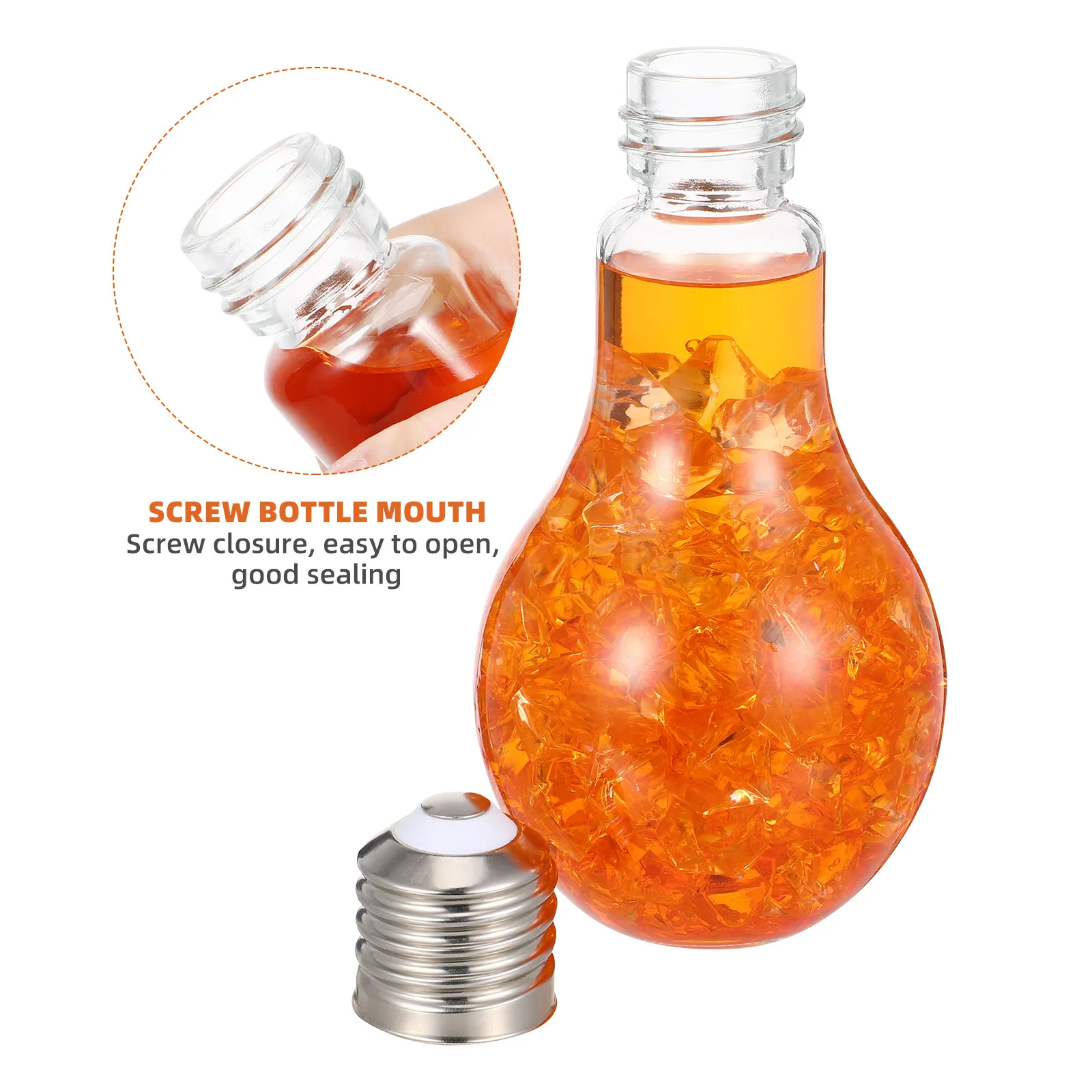 Bulb Glasses Light Bulb Bottle 400Ml Creative Clear Body Leak-Proof Caps Reusable Straw for Party Drinks Vase Decoration