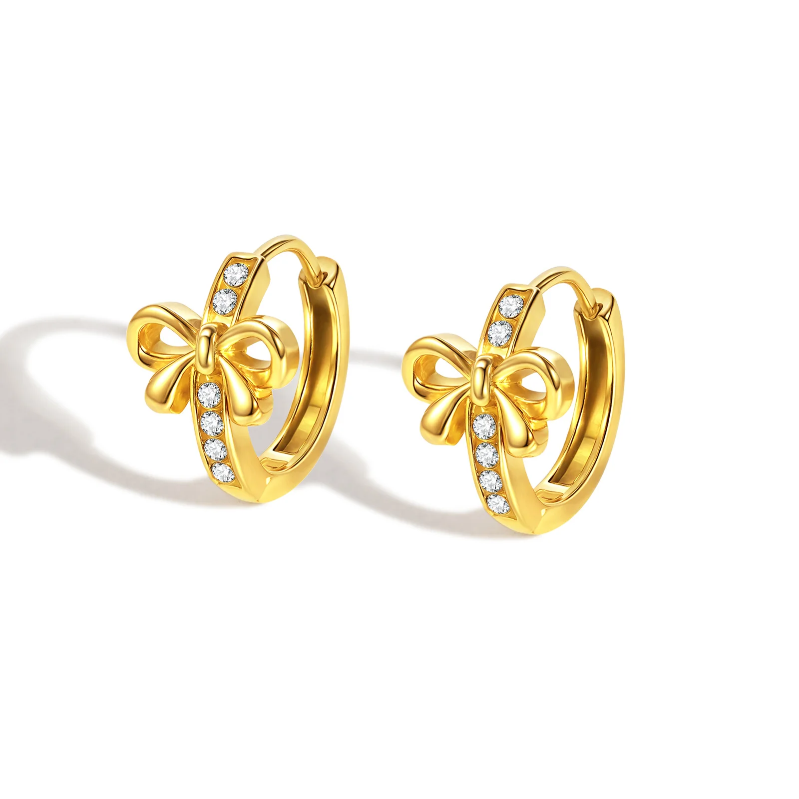 

Chic Geometric Zircon Hoop Earrings for Women,Imitation Pearl Butterfly Cherry Blossom Earrings,Stainless Steel Jewelry Gifts