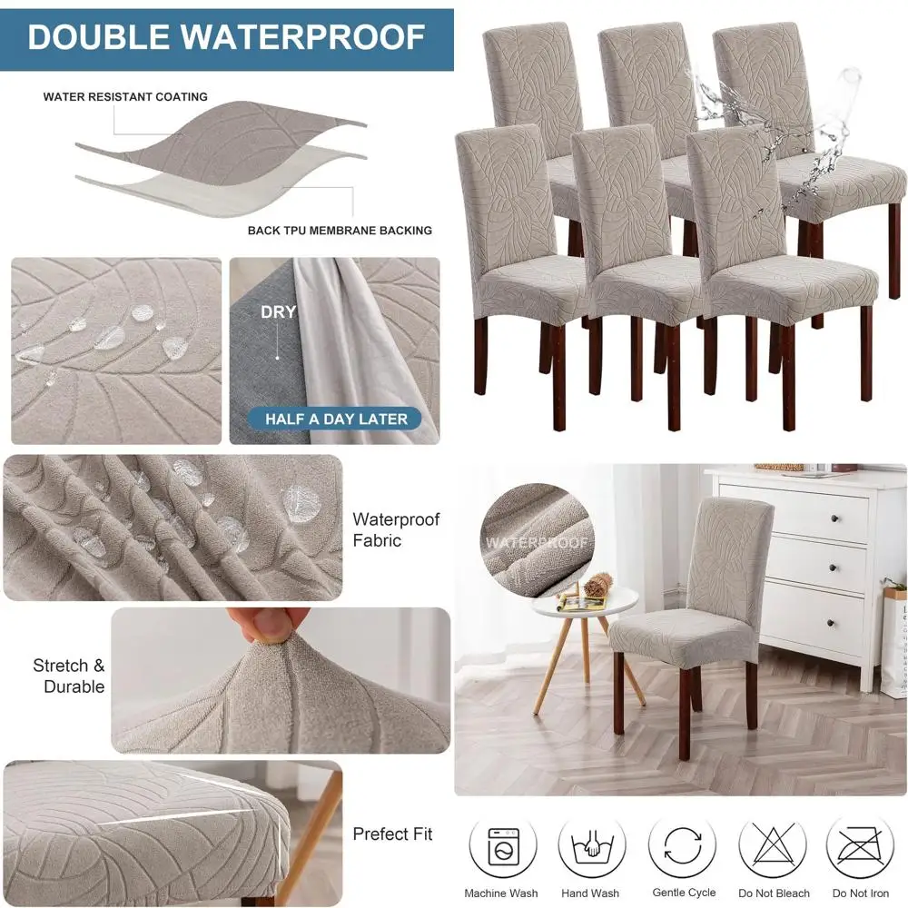 

Набор из 6 эластичных жаккардовых чехлов для обеденных стульев, съемные моющиеся защитные чехлы для кухни и дома, теплый серый цвет