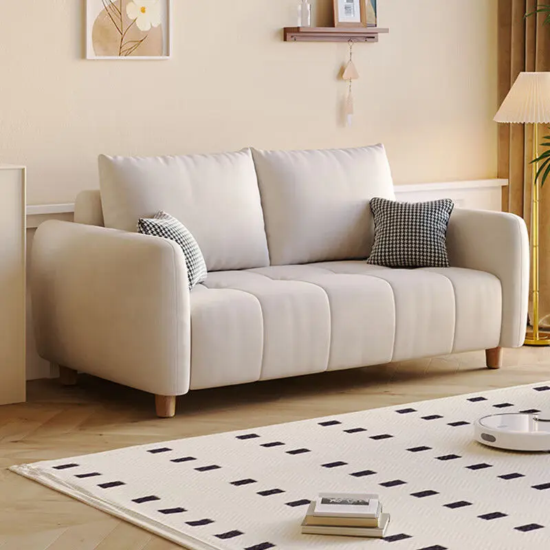 Cream style simple Nordic living room fabric sofa 2025 new simple small apartment double apartment sofa straight row