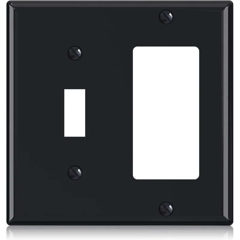 Placas de pared combinadas de dispositivo GFCI, 1 interruptor de luz de palanca de 2 bandas, 1 decorador/dispositivo GFCI, tamaño 4,53 alto x 4,57 L, termo irrompible