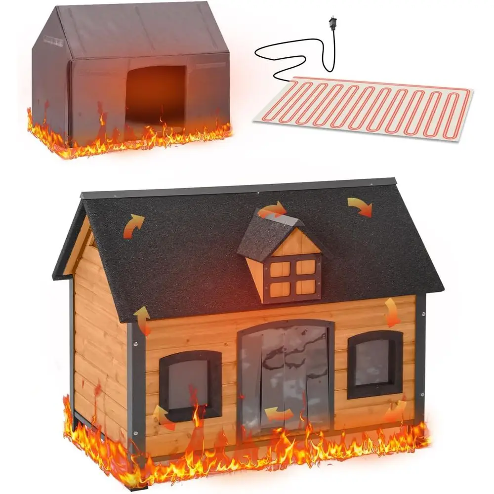 

Durable Iron Dog House for Comfortable Outdoor Shelter - Suitable for Small to Large Dogs, Indoor/Outdoor Use (Wood, L-HP)