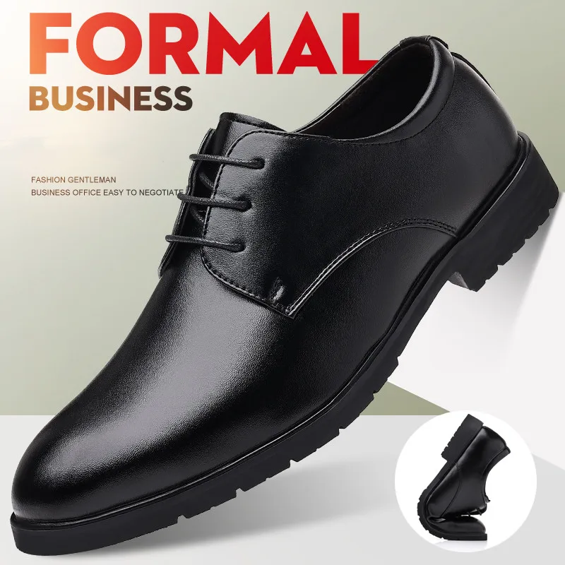 Wysokiej jakości formalne skórzane męskie buty wizytowe Oddychające męskie buty na co dzień Włoska luksusowa marka Sznurowane antypoślizgowe męskie buty do jazdy samochodem