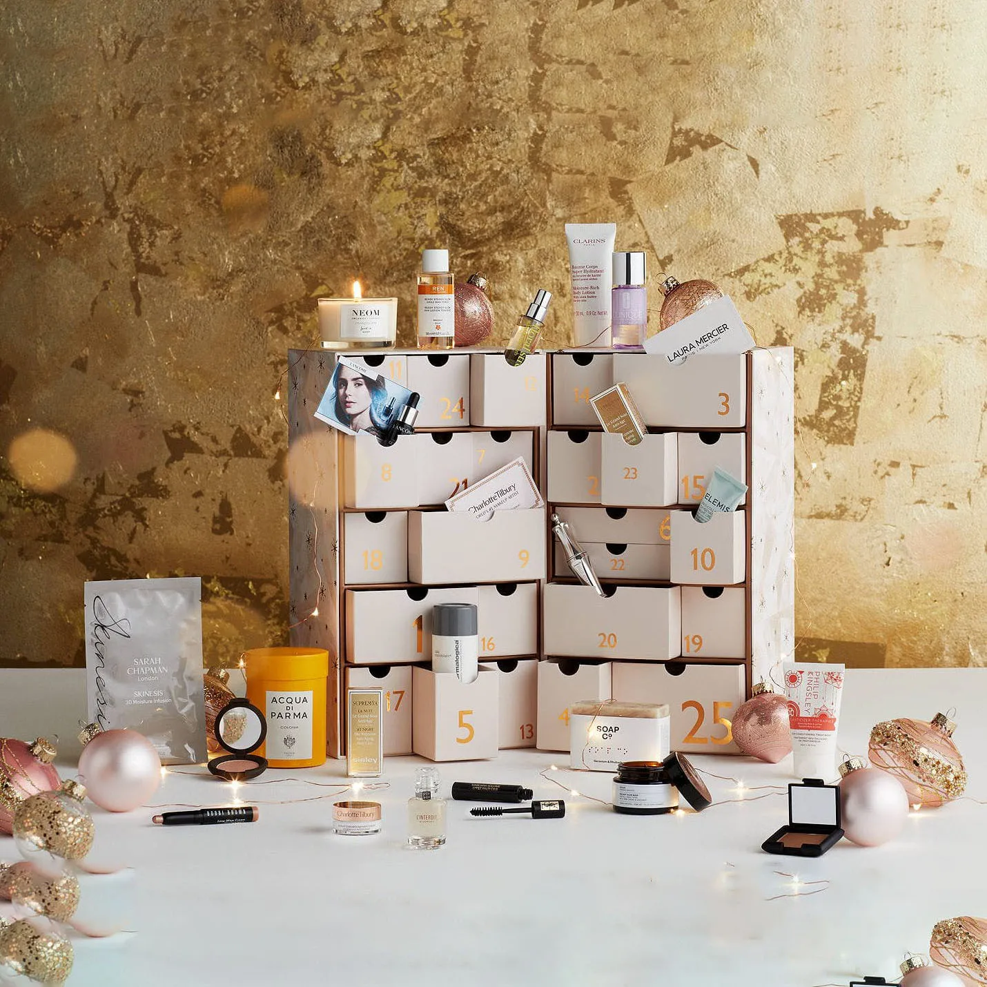 Customization.Custom logo Printing Beauty Makeup Diy Glitter Packaging Empty Christmas Advent Calendar Cosmetic Paper Box