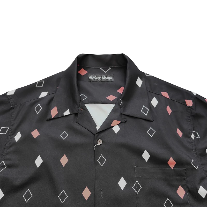26ss Wacko Short Sleeved Geometric Diamond Print Short Sleeved Shirt Loose Casual Vacation Shirt Wacko Men's Clothing