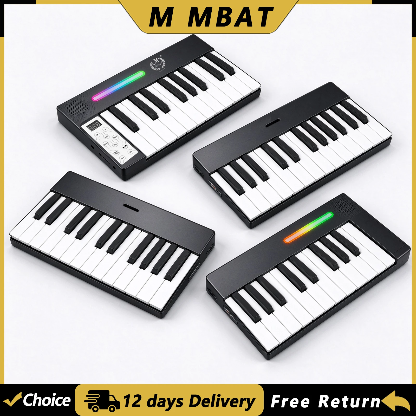 M MBAT 88 Keys Electronic Piano 4 Folding Magnetic Musical Keyboard with 128 Tones 128 Rhythms 21 Demo Electronic Metronome