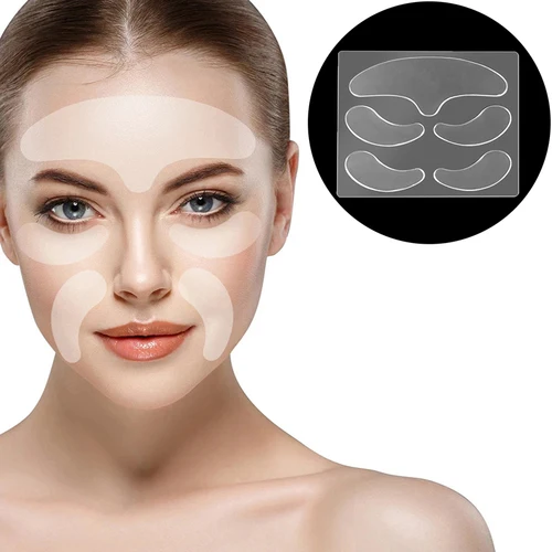 얼굴 이마 목 눈 안티 링클 에이징 케어 스티커 패드, 재사용 가능한 안티 링클 실리콘 패치, 피부 리프팅 도구, 5 개 