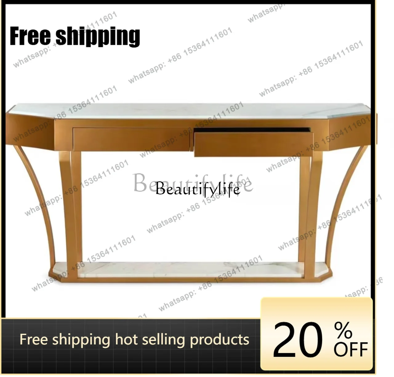 Factory Direct Light Luxury Stainless Steel Entryway Table Modern Minimalist Living Room Console High-end Artistic Entryway