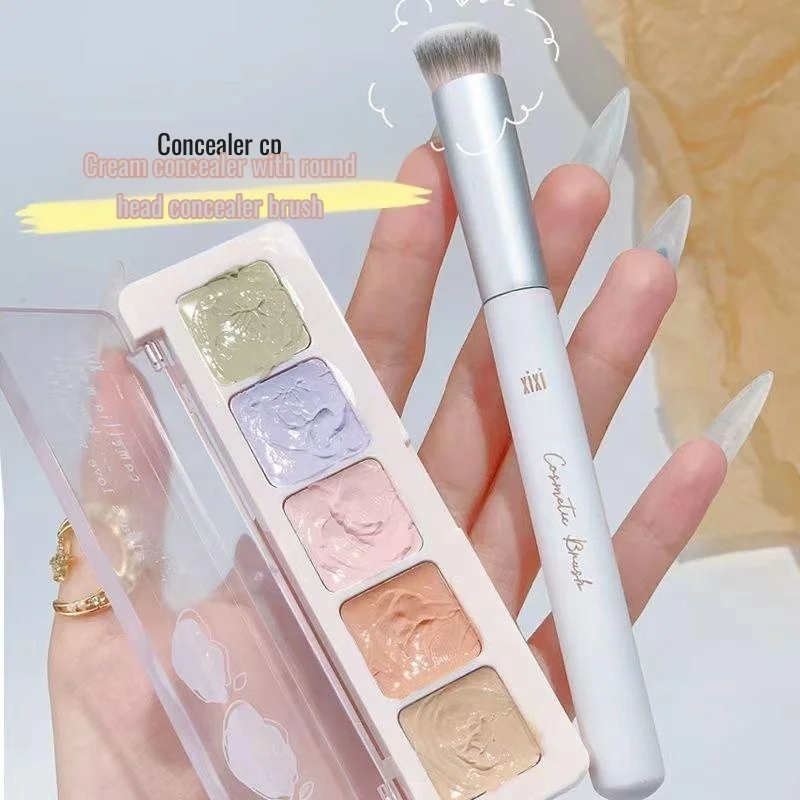 Concealer Palette Cream 5Colors Conceal Spots Acne Marks Spots Pimples Conceal Dark Eye Circles Tears Lines With Concealer Brush