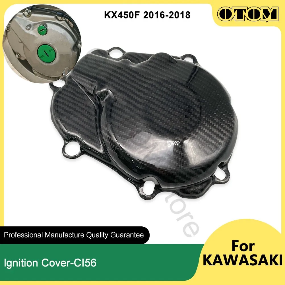 

OTOM 2016-2018 Motorcycle Ignition Guard Cover Engine Motor Stator Carbon Fiber Protector For KAWASAKI KX450F Motocross Bikes