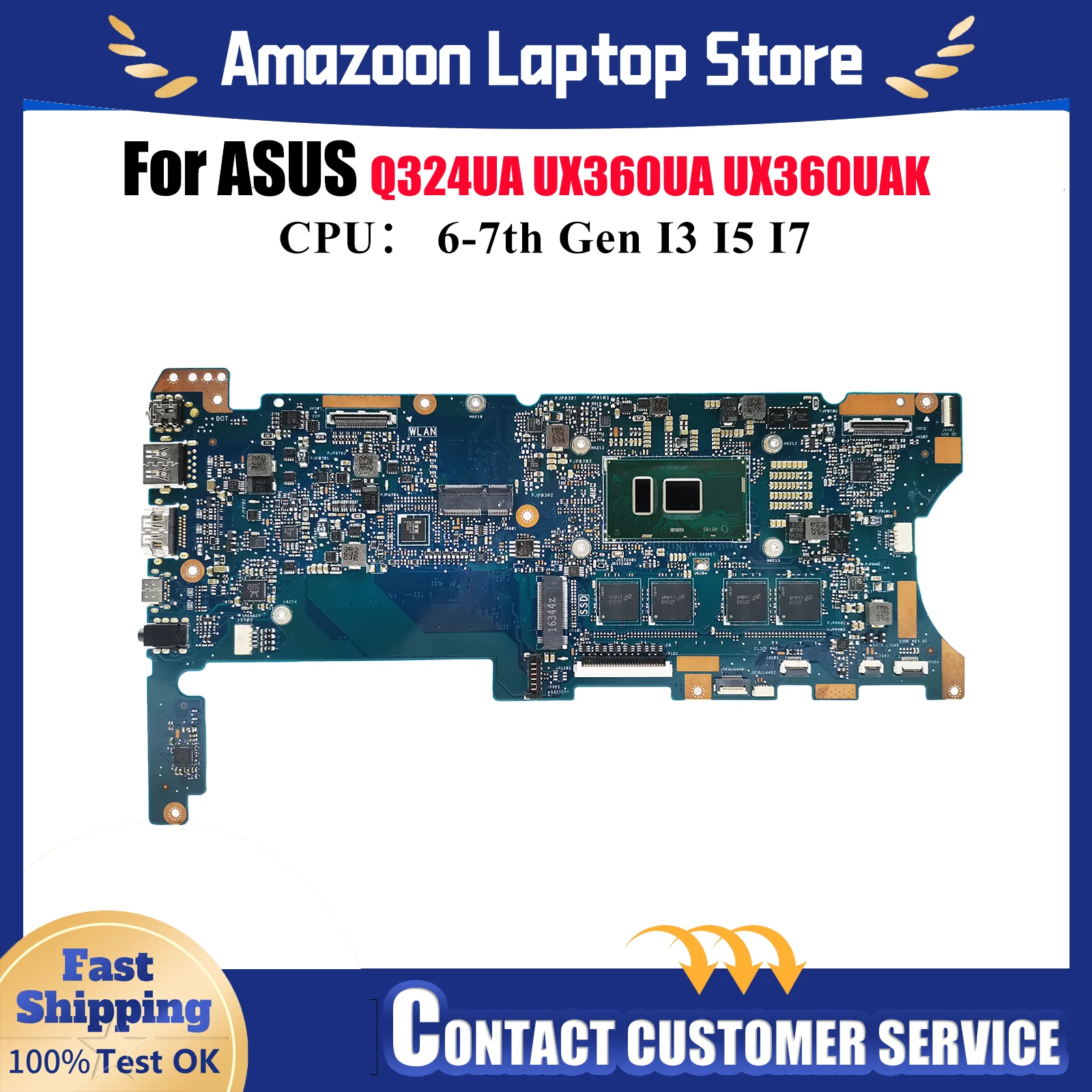 

Материнская плата U360UA для ноутбука ASUS ZenBook UX360UA UX360U Q324UA U360UAK, материнская плата для ноутбука с процессором I3 I5 I7, тест ОК, быстрая доставка