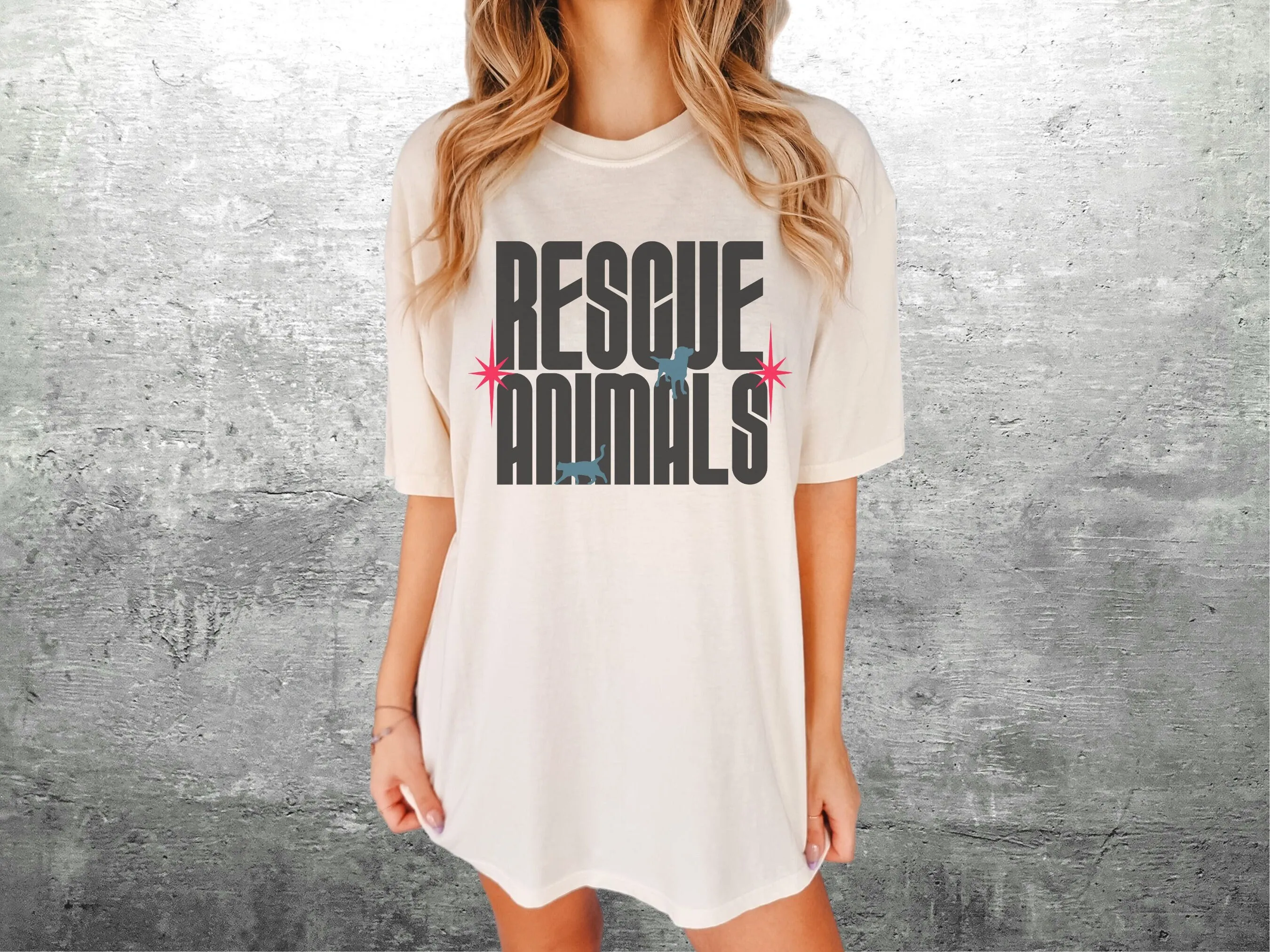 Rescue Animals T Shirt Dog Animal Veterinarian Vet Tech Cat Lover Comfort Colors