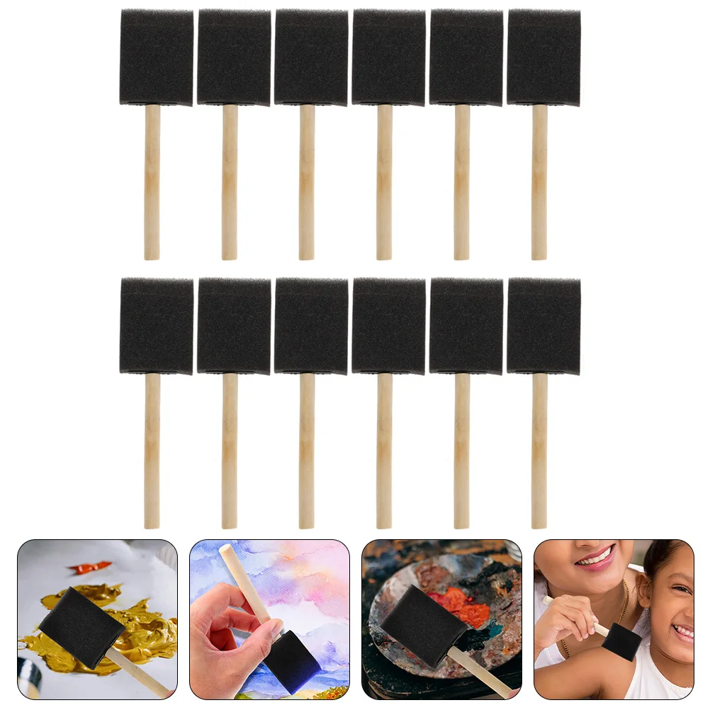 

12 Pcs 's Painting Brush Sponge Brushes for Crafts Kit Wooden Sponges s