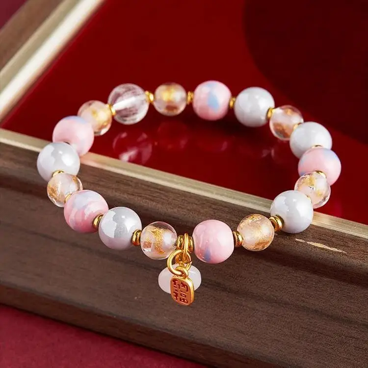 Incense Grey Porcelain Glaze Bracelet Gift Female's Life Snake Year Zakilam To Be No1 Gold Foil Half Sugar Lucky Nafu HandString