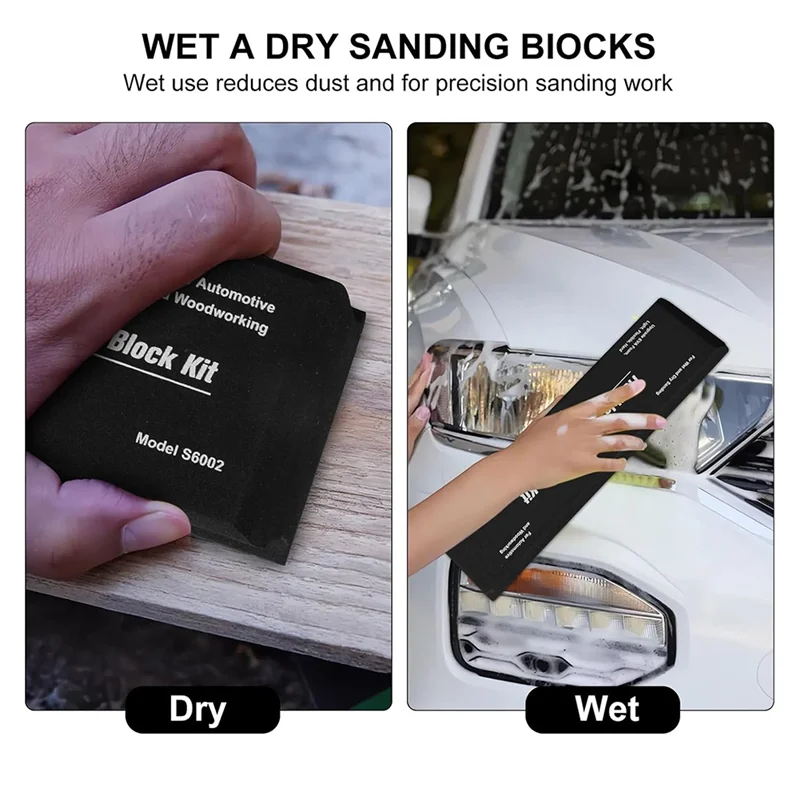 LLCS-Kit de bloques de lijado para carrocería automática, bloques de lijado automotrices, espuma EVA Flexible, juego de bloques de lijado húmedo o seco