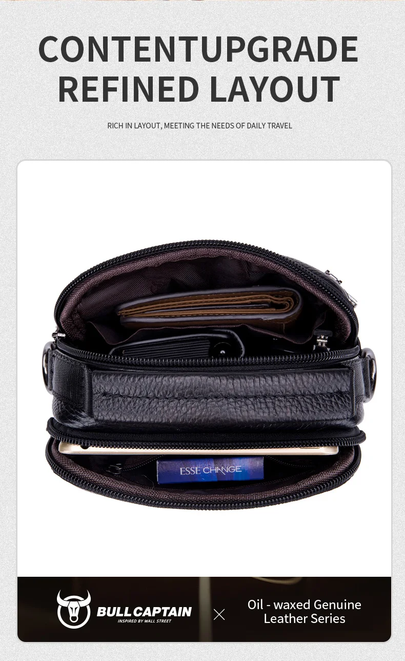 Bull captain neue Männer Tasche Echt leder Mann Marke Umhängetasche kleine Business-Taschen männliche Messenger Ledertaschen – Detail 6