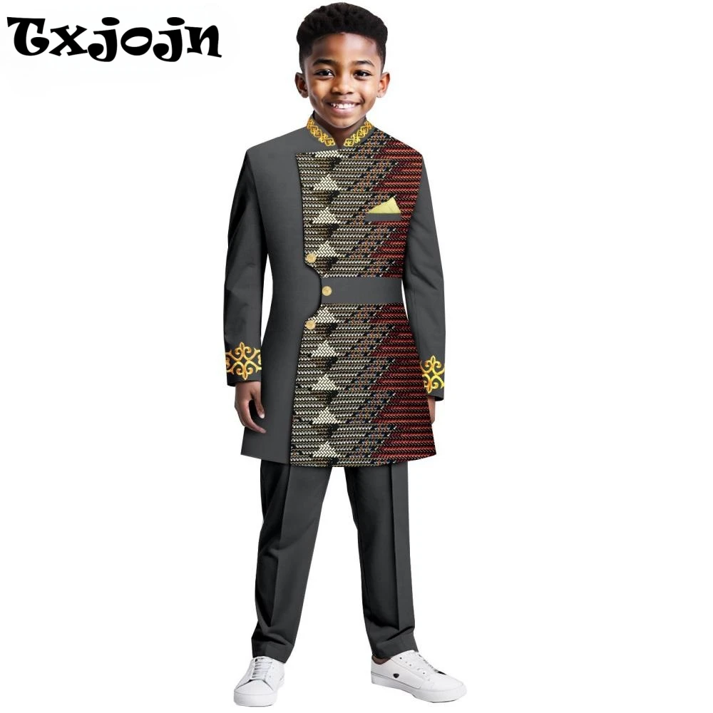 

Exquisite Handsome Boys Print Tuxedo 2 Pieces Party Outfit,Children's Fashionable Suit Set For Celebrations,Classic Suits XS-XXL