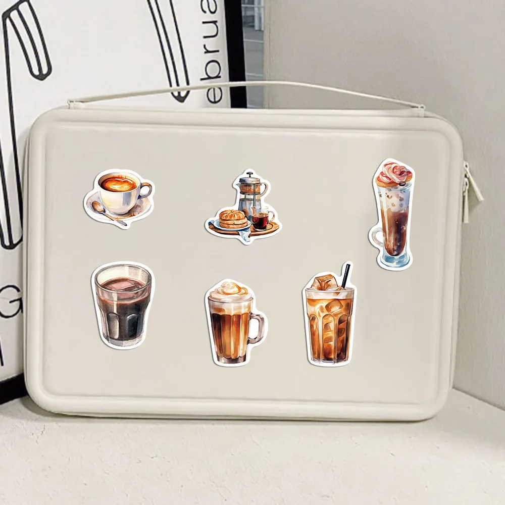 10/50Pcs coffee Graffiti Sticker Aesthetic Decorative Notebook Guitar Laptop Luggage Cup Phone Skateboard Car Toys Kids Stickers