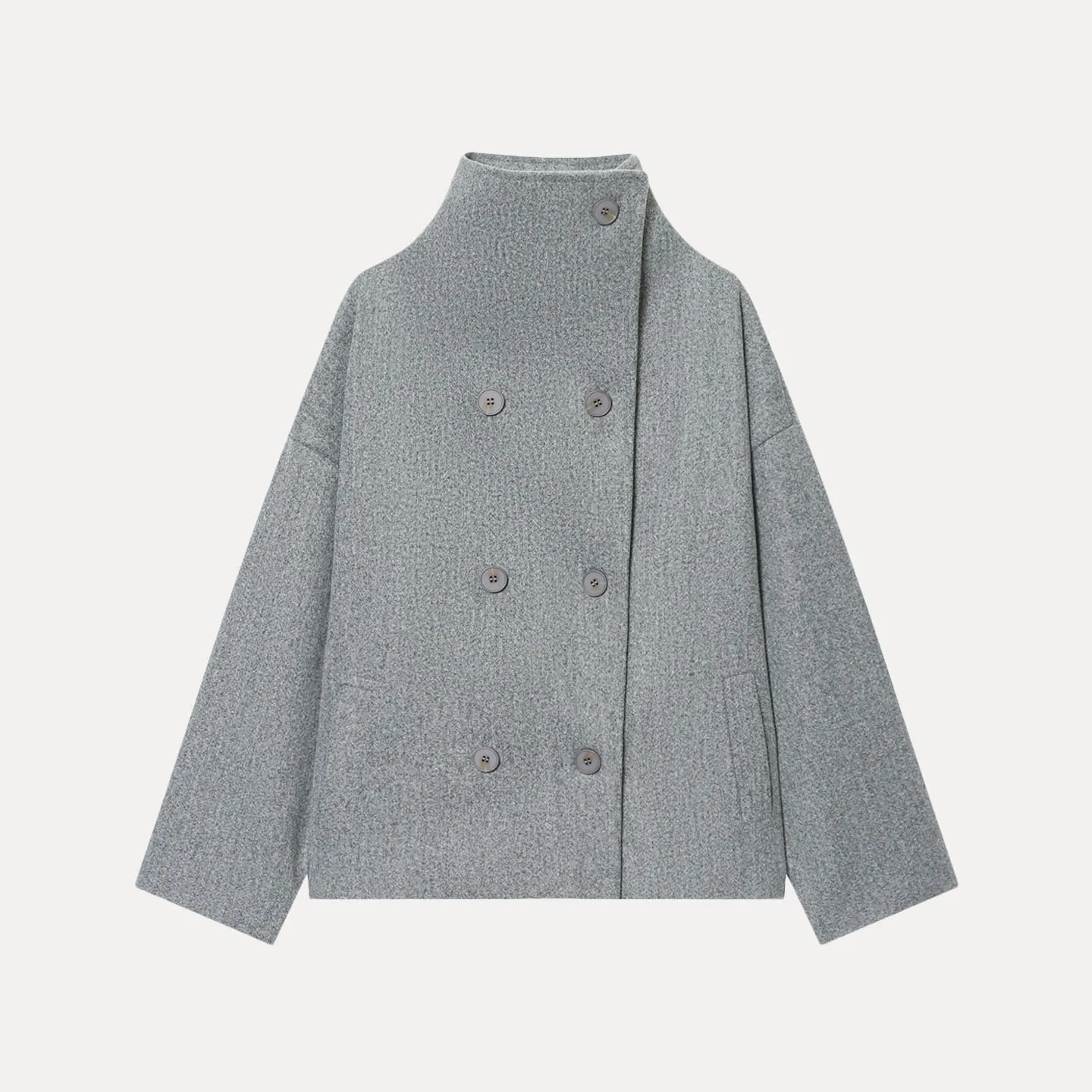 ملابس خارجية صوفية فضفاضة ذات ياقة عالية وأزرار لأعلى من Ele Commute Sle طويلة Sve لموسم الخريف #5